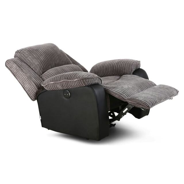 Esher Jumbo Cord Fabric Recliner Armchair Grey Grey
