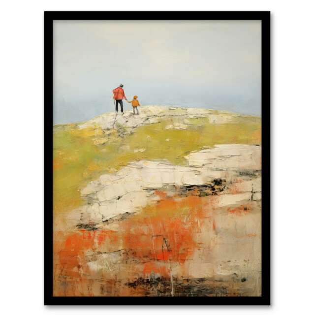 A Walk With Dad Landscape Yorkshire Dales Black Framed Wall Art Print A4