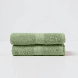 Homescapes Turkish Cotton Hand Towel Set of 2 - Sage Green Green Hand towel 2