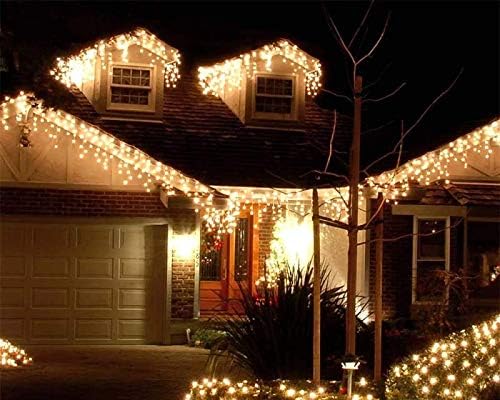 15m/49ft Warm White Connectable Icicle Lights 504 MAINS Powered LEDs 8 Settings Memory & Timer Outdoor Weatherproof Christmas