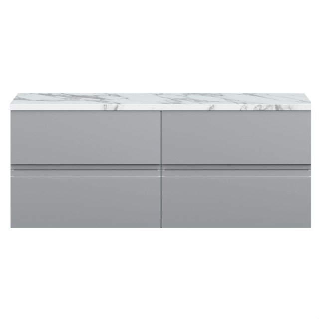 Balterley Mavesyn Contemporary 4 Drawer Wall Hung Vanity Unit with Laminate Worktop, Satin Grey, 1200mm