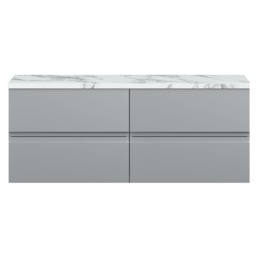 Balterley Mavesyn Contemporary 4 Drawer Wall Hung Vanity Unit with Laminate Worktop, Satin Grey, 1200mm