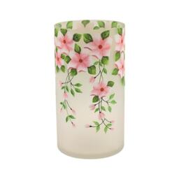 Straits Floral Cracked Glass Flower Vase 18cm Pink 1