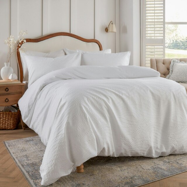 Wylder Georgia Heat Pressed Double Duvet Cover Set White Double 1