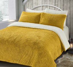 Velosso Alaska Shaggy Faux Fur Fluffy and Warm Fleece Duvet Cover Set Yellow Ochre King