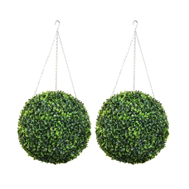 Primrose Artificial Topiary Boxwood Ball With Chain Pair of 2 38cm