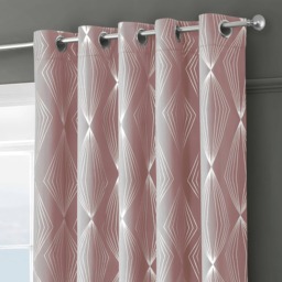 Velosso Onyx Thermal Blackout Ready Made Eyelet Curtains - 117cm x 137cm Pink Blush