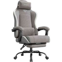 Office Gaming Chair with Footrest, Ergonomic Desk Chair with Spring Seat Cushion and Synced Armrests, Dove Grey