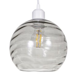 Modern Designer Smoked Circular Ribbed Glass Non Electric Pendant Lamp Shade Grey Grey 1