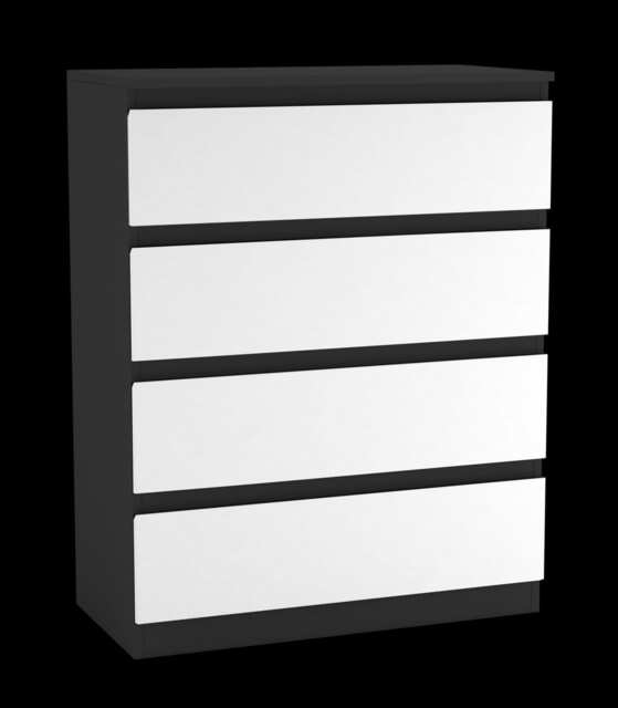 Minimalist Chest of 4 Drawers Black Black & White 1