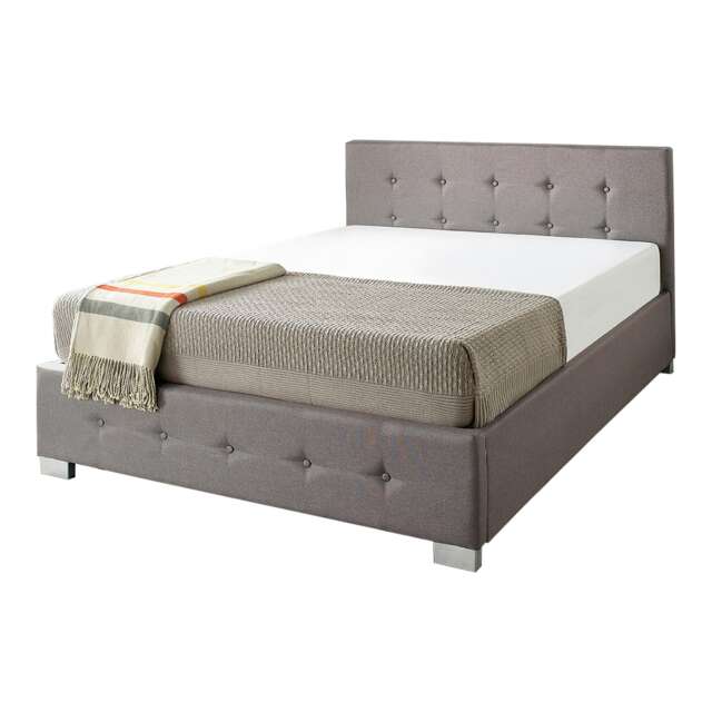 End Lift Ottoman Storage Bed Single, Grey Linen