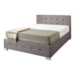 End Lift Ottoman Storage Bed Single, Grey Linen