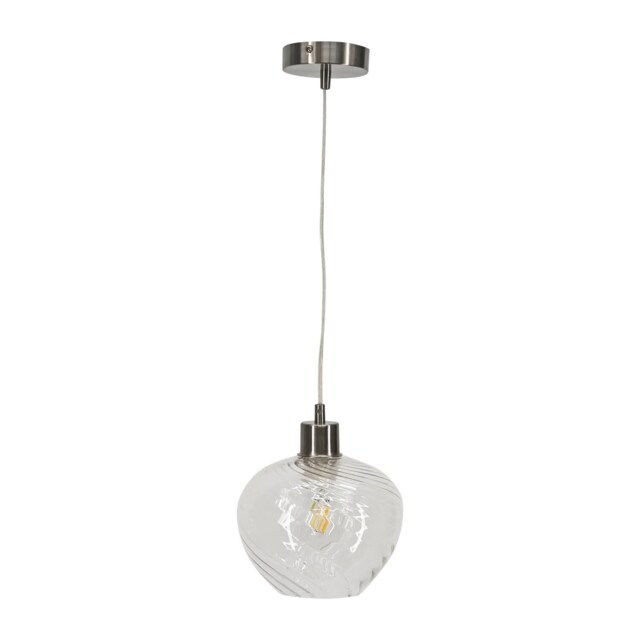 Bradson - Clear Swirl Glass with Satin Nickel Pendant Fitting Clear Clear 1