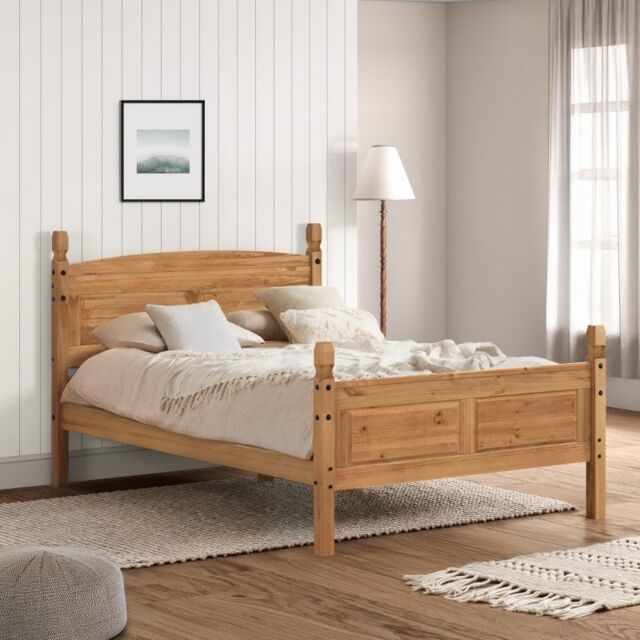 Mercers Furniture Corona 4'6 Double High End Bed Frame Solid Wood Pine Wooden Bedroom with Mexican Styling
