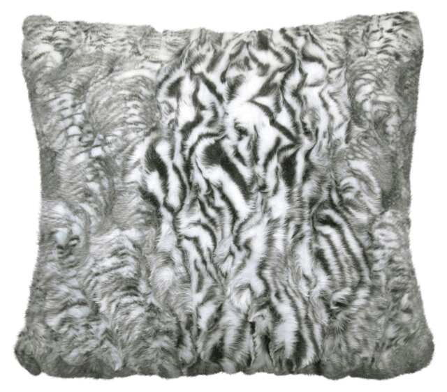 Animal Print Faux Fur Cushion - 56cm x 56cm Grey