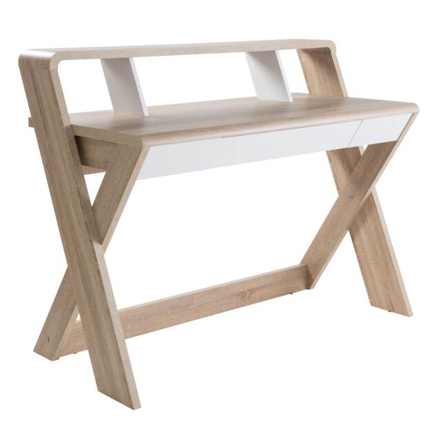 Aspen Desk with Drawer in Light Oak Look / White