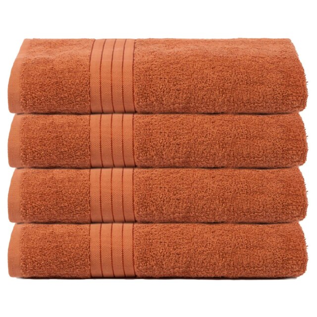 OHS 4 x Luxury 100% Cotton 500GSM Bathroom Bath Sheet Towels, 90x150cm - Burnt Orange