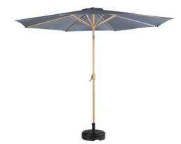 GardenKraft 2.7M Parasol Crank & Tilt 6 Ribs With Wooden Effect - Charcoal Black