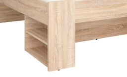 Double Bed with Drawer Shelf Storage Sonoma Oak Headboard 140cm Wooden Slats Nepo
