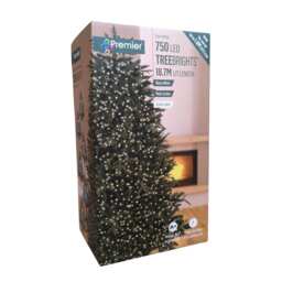 750 LED 18.7m Indoor Outdoor Christmas Multi Function Mains Operated String Lights with Timer in Warm White