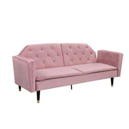 Plush Velvet Tufted Sofa Bed In Pink