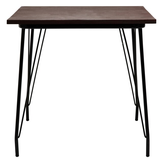 Interiors by Premier Black Metal and Elm Wood Table, Large Square Table, Outdoor Dining Table for Lawn, Patio