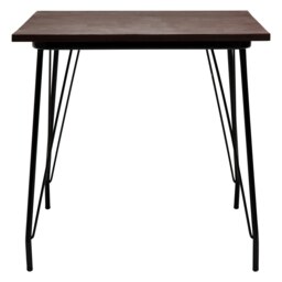 Interiors by Premier Black Metal and Elm Wood Table, Large Square Table, Outdoor Dining Table for Lawn, Patio
