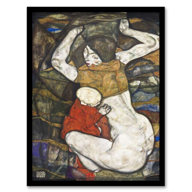 Egon Schiele Framed Wall Art Young Mother Expressionist Painting Home Décor