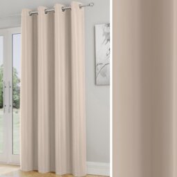 Enhanced Living Nightfall Plain Supersoft Natural Thermal Blockout (SINGLE) Eyelet Door Curtain - 66 x 84 inch (168 x 214cm) Brown Beige 1