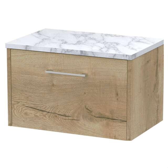 Balterley Winshill Contemporary 1 Drawer Wall Hung Vanity Unit with Laminate Worktop, Light Oak, 600mm