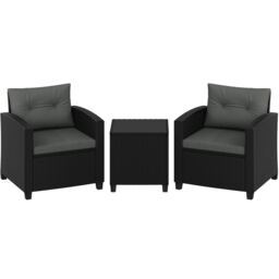 Yaheetech 3-Piece Wicker Patio Bistro Set-Black&Grey Multi Black&Grey