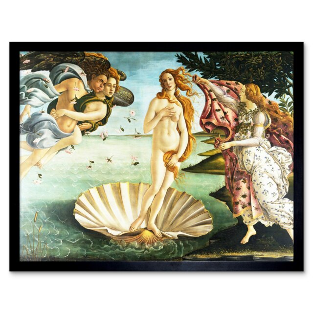 "Botticelli The Birth of Venus Goddess Painting 12x16"" Framed Wall Art Print"