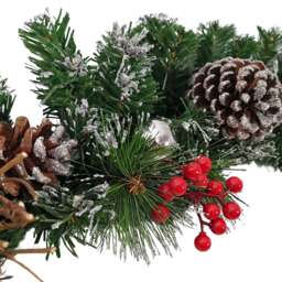 Premier 180cm (6ft) Festive Silver Dressed Christmas Garland With Berries Pinecones And Silver Baubles