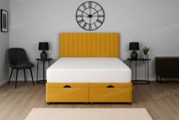 End Opening Ottoman Divan Bed Set Mustard Plush Velvet Single 3ft