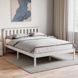 Vida Designs Milan 4ft6 Double Bed Wood Frame, Low Foot End, White & Pine, 135 x 190cm