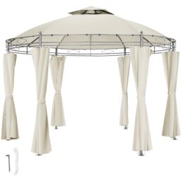 Gazebo Siana - 3.5 m diameter, water-repellent, 6 side panels, double roof system Cream cream 350 x 350 x 280 cm 1