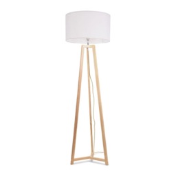 ValueLights Lottie Natural Wood Tripod Floor Lamp White Shade