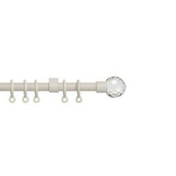 13 - 16mm Cream Crystal Ball Metal Curtain Pole Set 120-210cm Cream Cream
