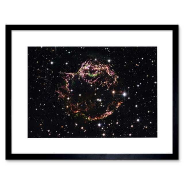 "Hubble Supernova Remnant Cassiopeia March 2004 Composite 9x7"" Black Framed Wall Art Print"