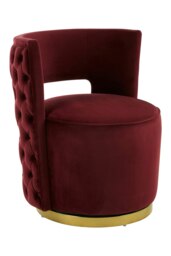 Orsina Red Wine Velvet Upholstered Round Chair, Accent Chair for Living Room, Accent Lounge Chair for Home, Office