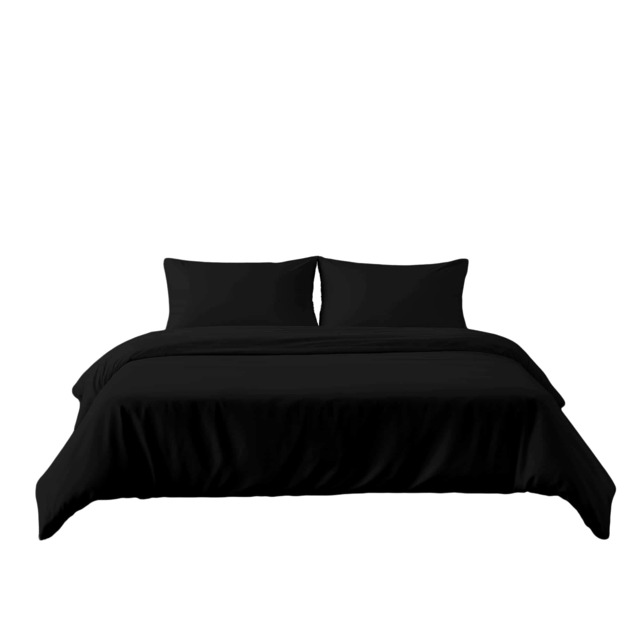 Microfibre Soft Touch Duvet Cover And Pillowcases Set Bed Linen Black King