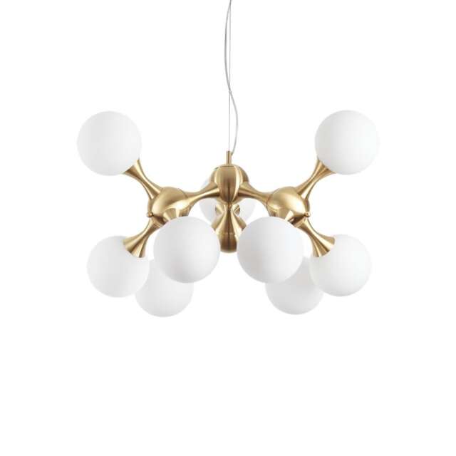 Nodi Indoor Mutli Arm Ceiling Pendant Lamp 9 Lights Brass Satin, E14