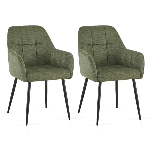 SONARA Dining Chair Set of 2, Water-Repellent Plush Chenille Upholstered for Dining Room Green