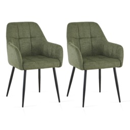 SONARA Dining Chair Set of 2, Water-Repellent Plush Chenille Upholstered for Dining Room Green