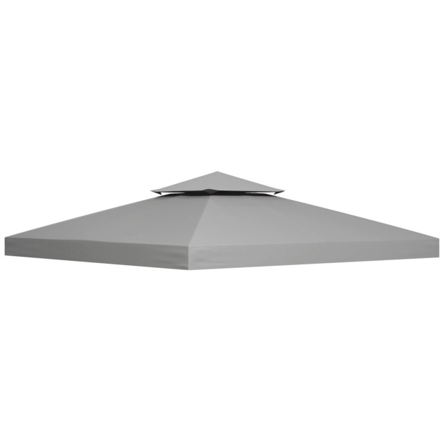 Outsunny 3(m) 2 Tier Garden Gazebo Top Cover Replacement Canopy Roof Light Grey Grey