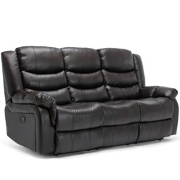 Seattle 3 Seater Electric High Back Bonded Leather Recliner Sofa (Brown)