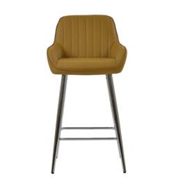 Lakeland Furniture Hamilton Light Tan Brown Faux Leather Chrome Fixed Leg Base 1 Bar Stool