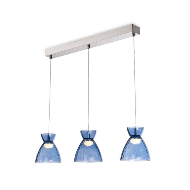 Royale 3 Light Bar Chrome with Blue Decorative Glass 3xLED 406lm 3000K