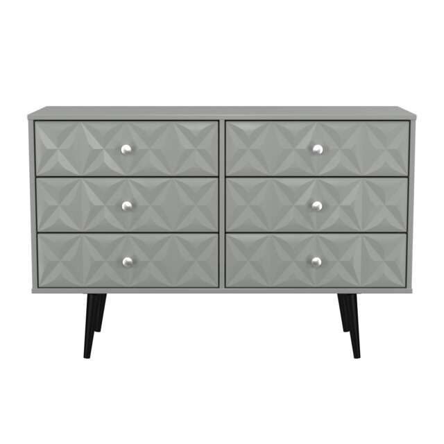 Toledo 6 Drawer Wide Chest of Drawers in Dusk Grey (Ready Assembled) Grey Dusk Grey