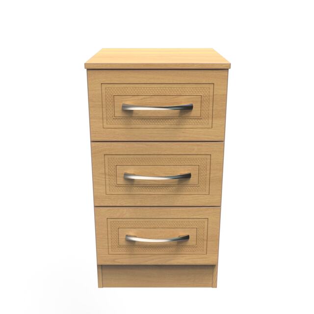 Oxford 3 Drawer Bedside Cabinet in Modern Oak (Ready Assembled) Brown Modern Oak